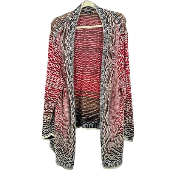 NIC+ZOE Sweaters - NIC+ZOE Linen Blend Multi-Color Open Front Knit Cardigan Sweater - Plus Size 3X